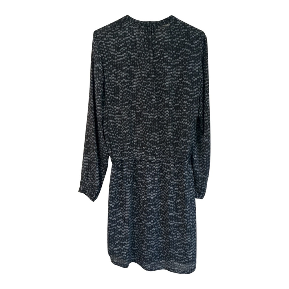 Hilary Radley Dark Blue Printed Long Sleeve Drawstring Mini Dress Size M - Picture 2 of 5
